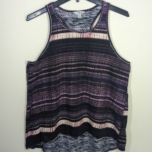 Lucky Lotus Racerback Tank Top XL Purple Black Cream Geometric BOHO High Low